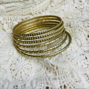 gold patterned bracelet set